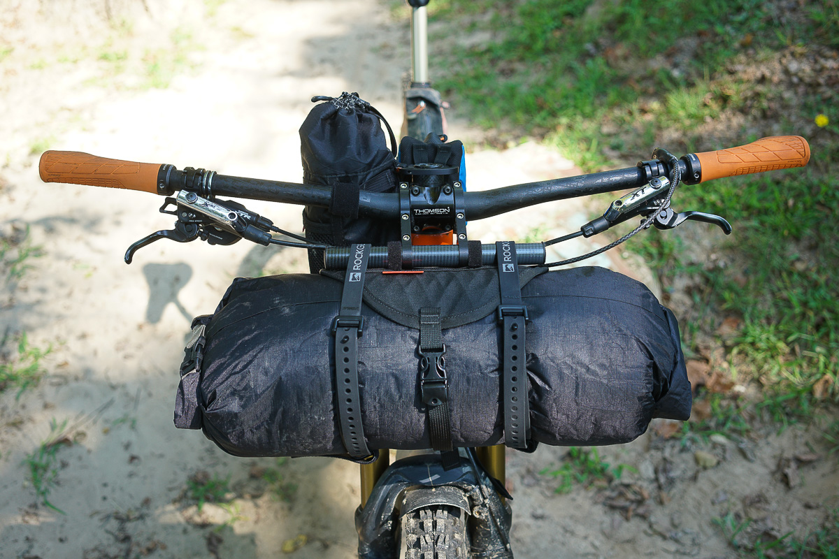 Attaching dry bag to clearance handlebars